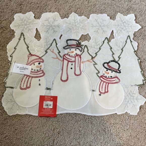 St. Nicholas Square Snowman Cutout Placemats Set of 6 Holiday Winter NWT - Picture 4 of 9